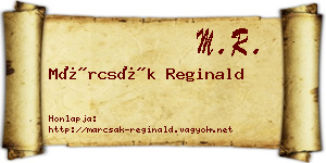 Márcsák Reginald névjegykártya